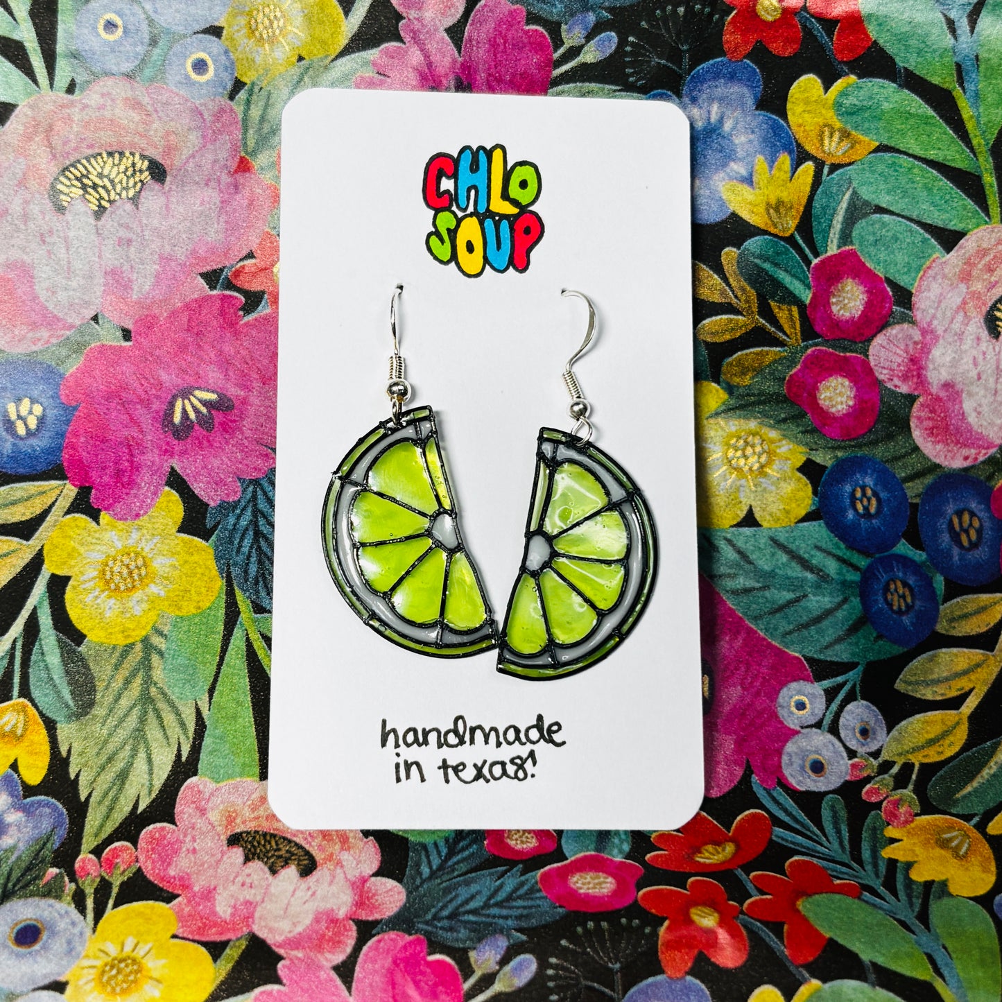 Stained 'Glass' Earrings - Lime Slice