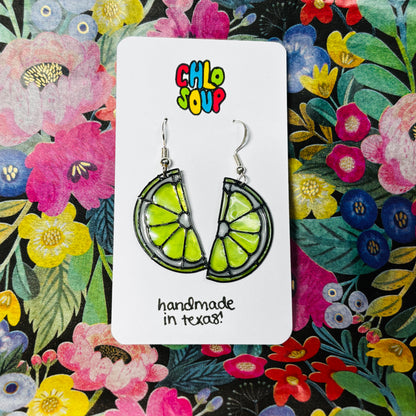Stained 'Glass' Earrings - Lime Slice