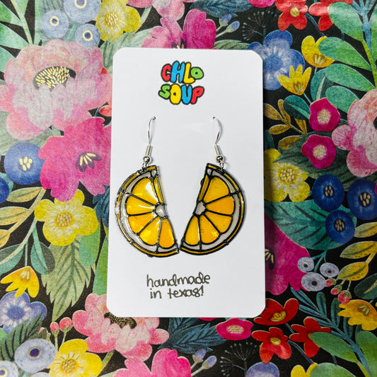 Stained 'Glass' Earrings - Orange Slice
