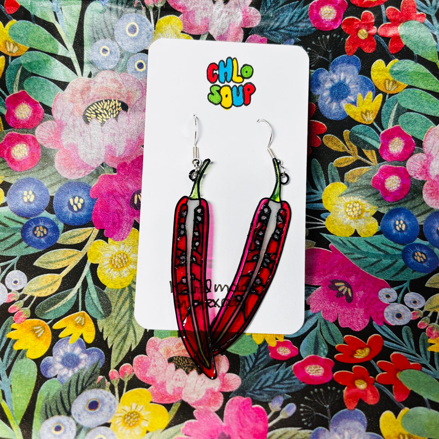 Stained 'Glass' Earrings - Chili Pepper Halves