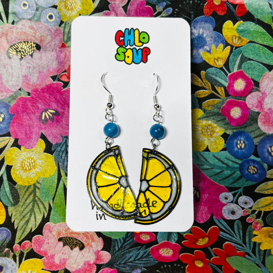 Stained 'Glass' Earrings - Lemon Slice