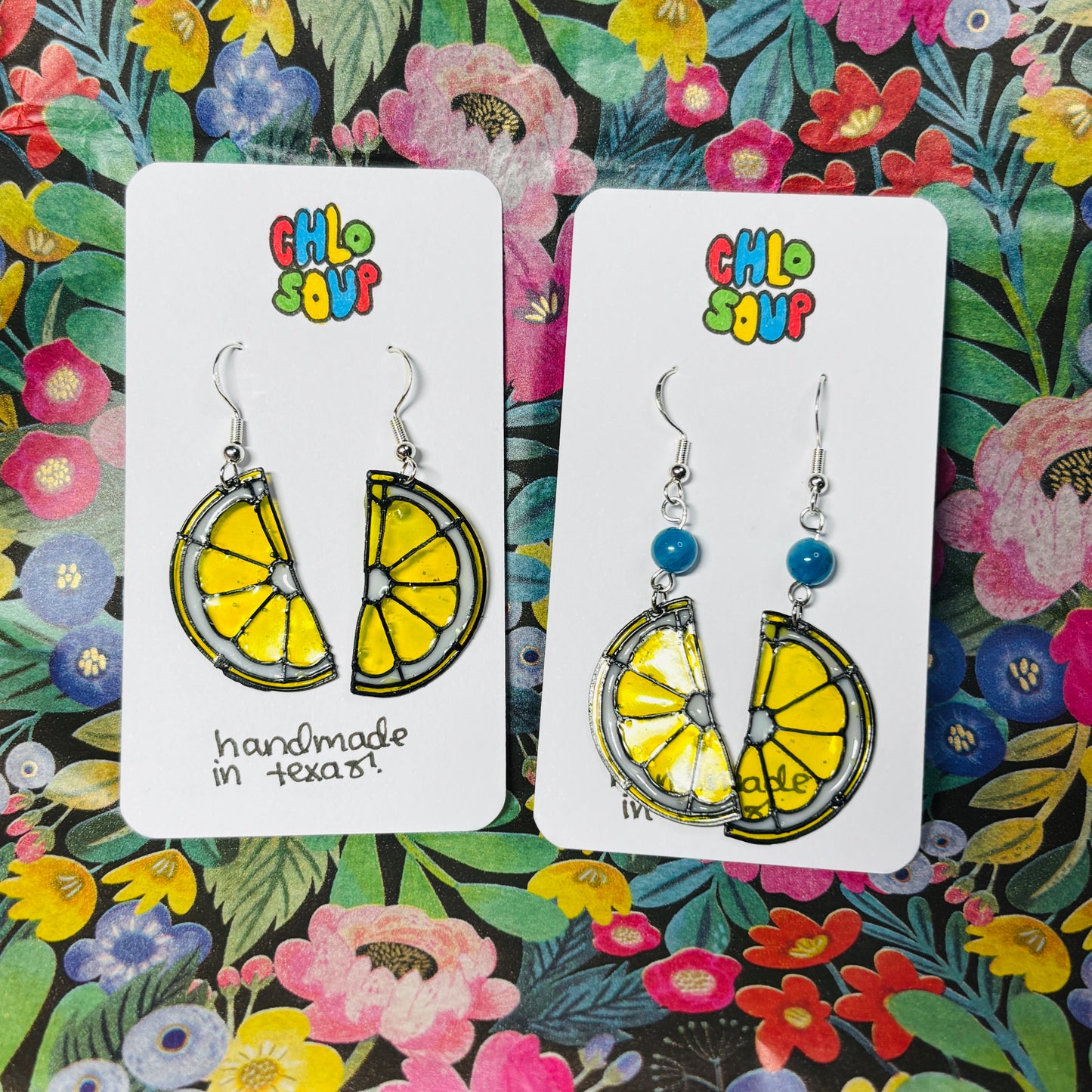 Stained 'Glass' Earrings - Lemon Slice
