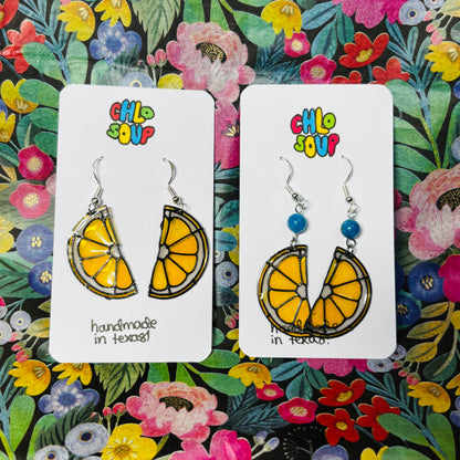 Stained 'Glass' Earrings - Orange Slice