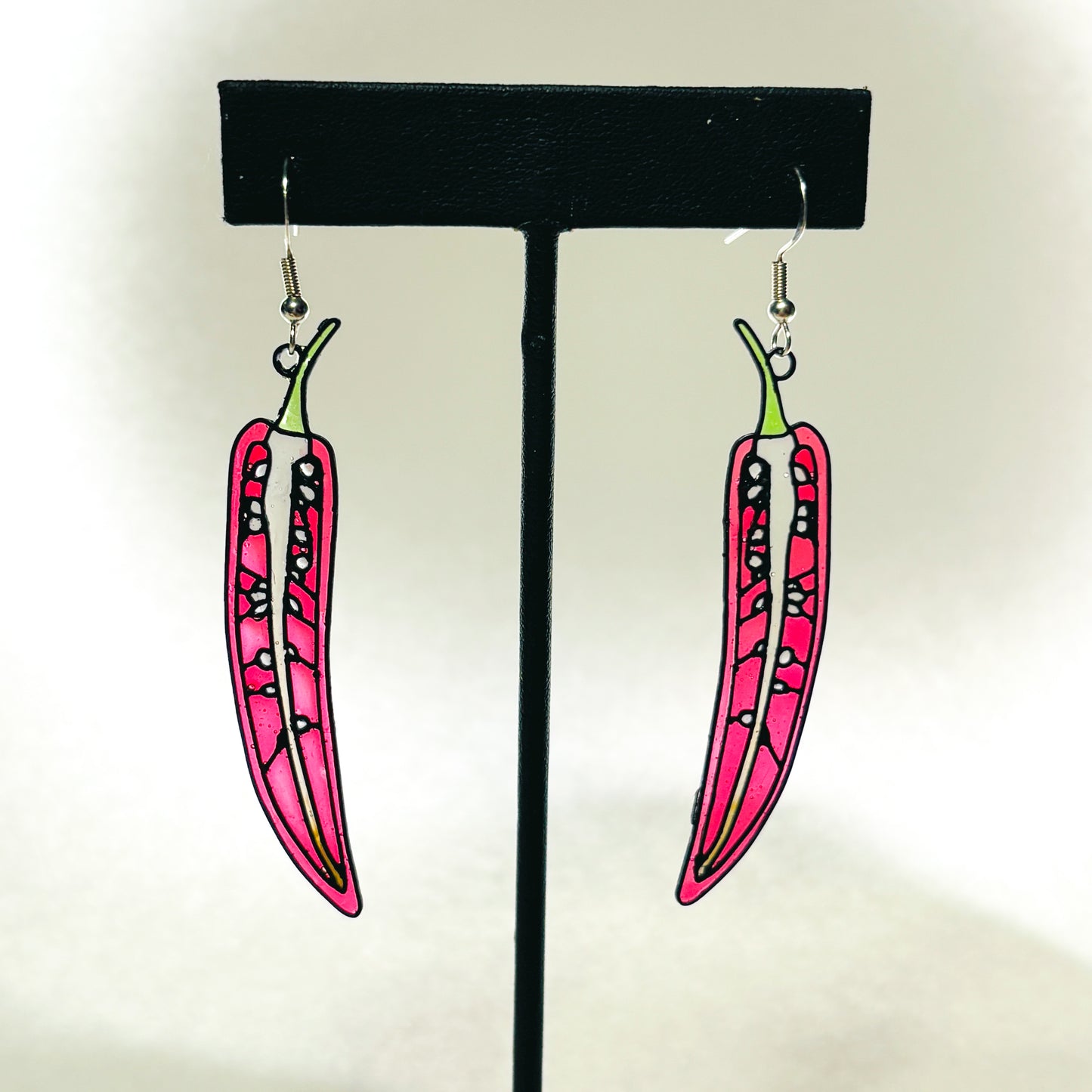 Stained 'Glass' Earrings - Chili Pepper Halves