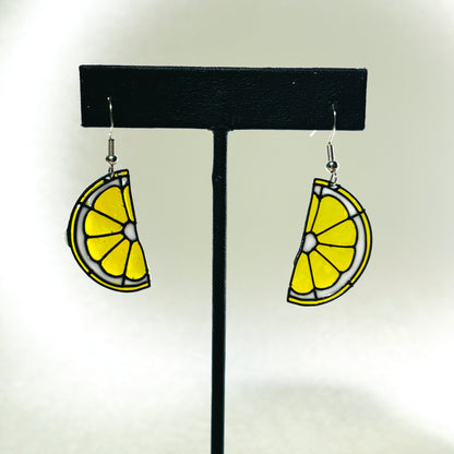 Stained 'Glass' Earrings - Lemon Slice