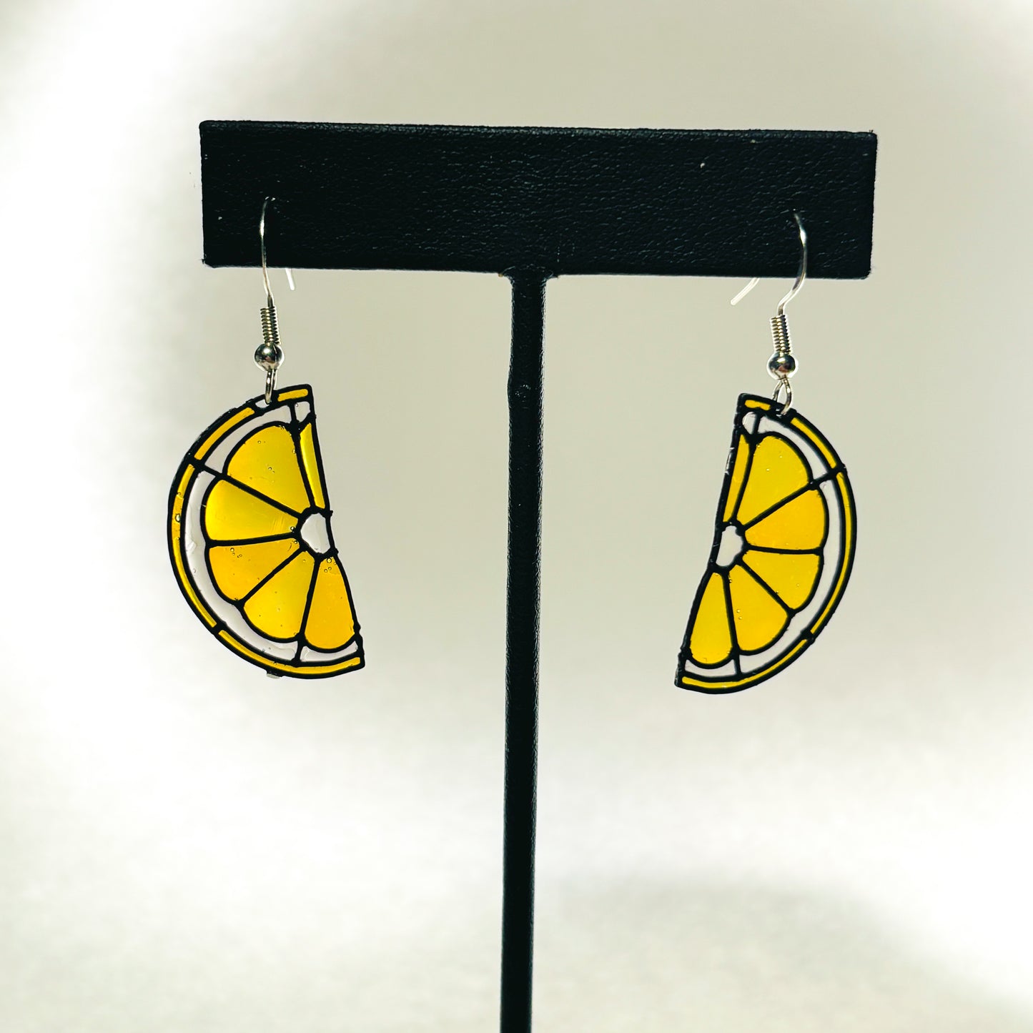 Stained 'Glass' Earrings - Orange Slice