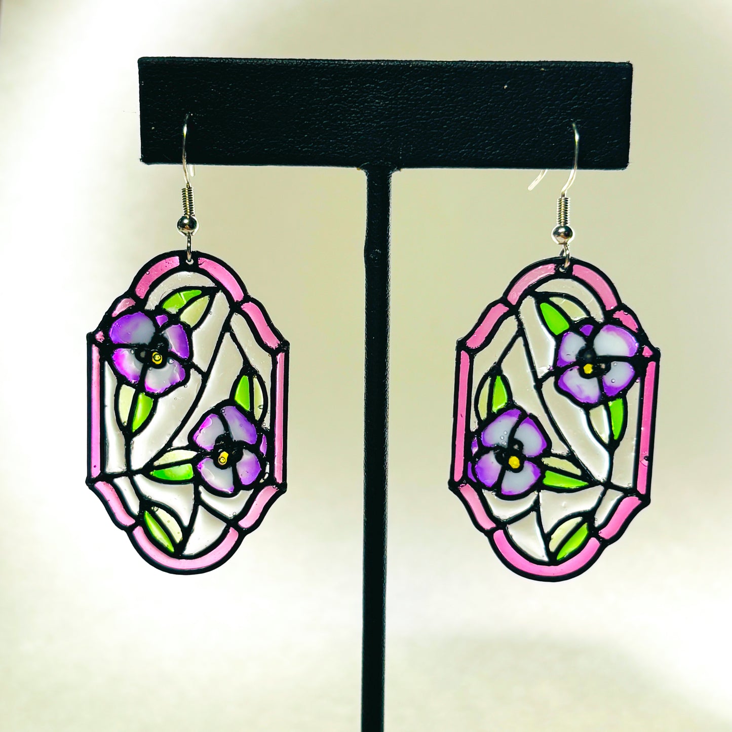 Stained 'Glass' Earrings - Violas