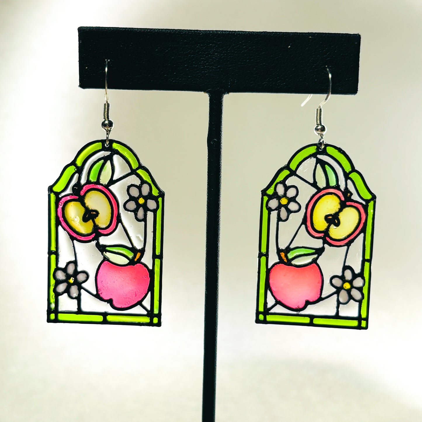 Stained 'Glass' Earrings - Apple