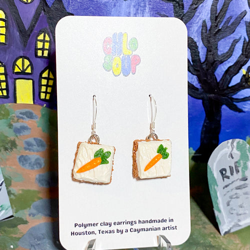 Square Carrot Cake Slice Earrings