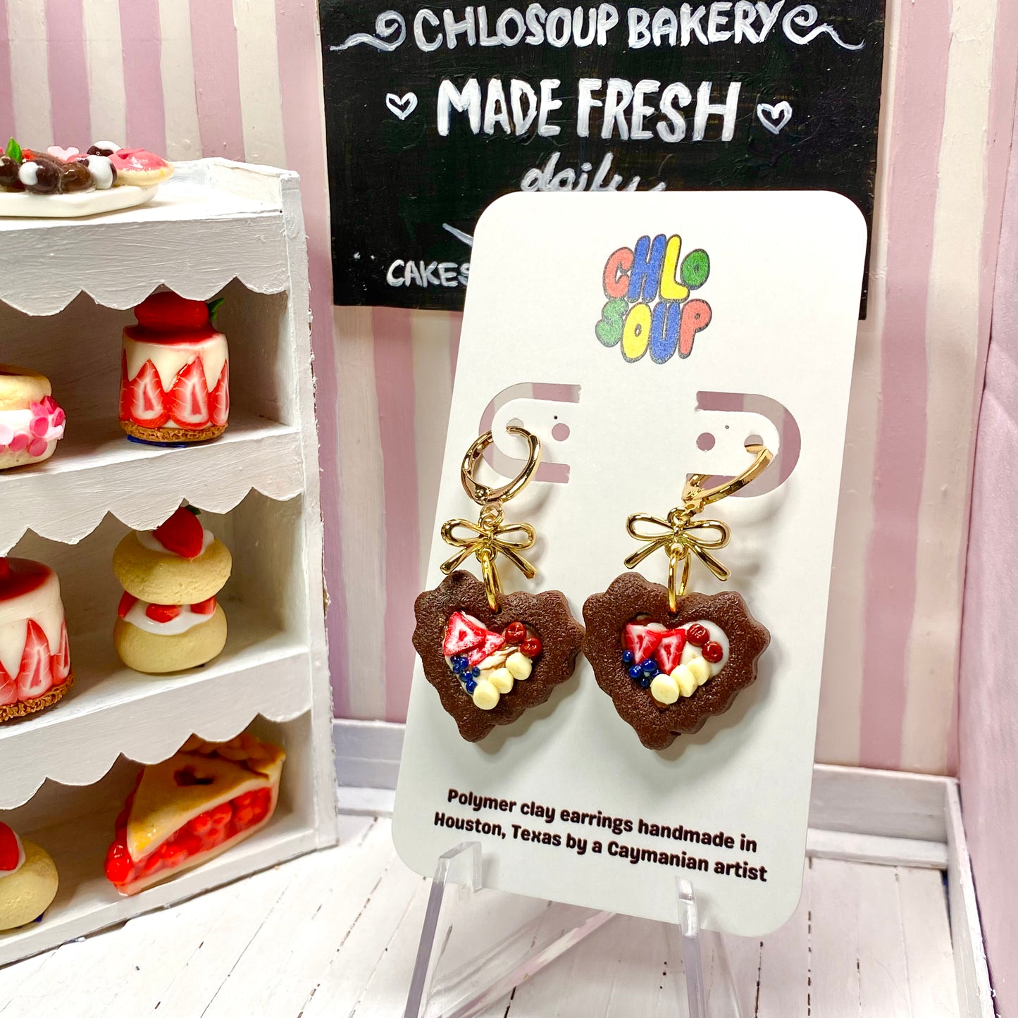 Mini Chocolate Heart Tart Earrings