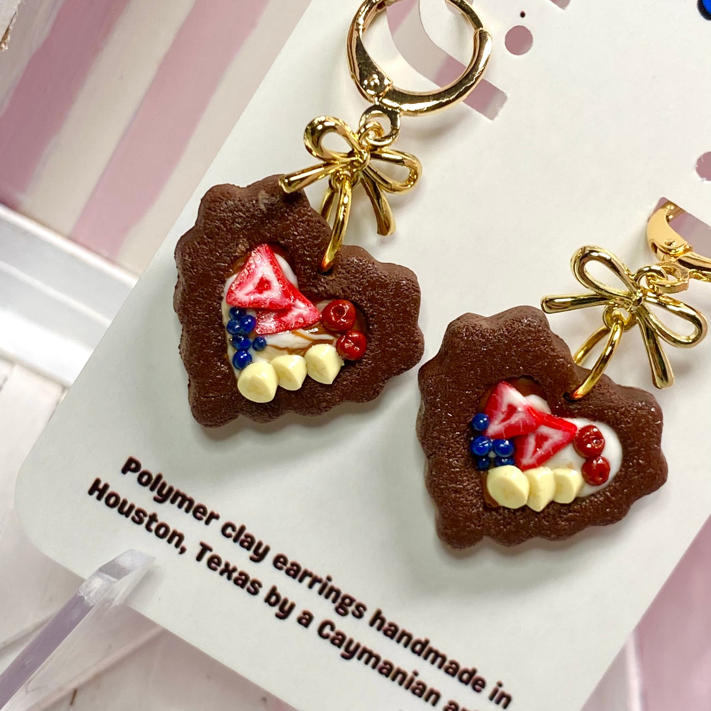 Mini Chocolate Heart Tart Earrings