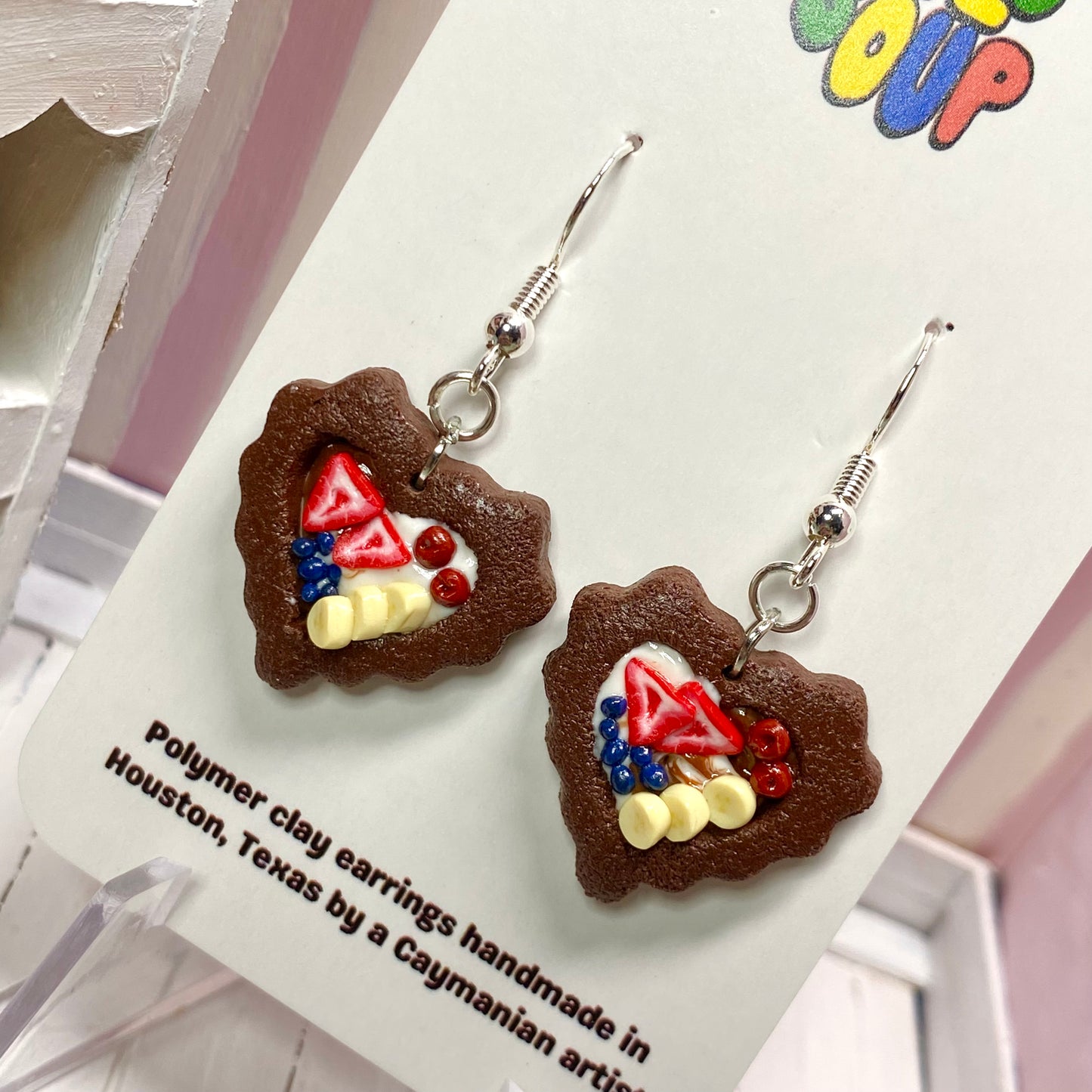 Mini Chocolate Heart Tart Earrings