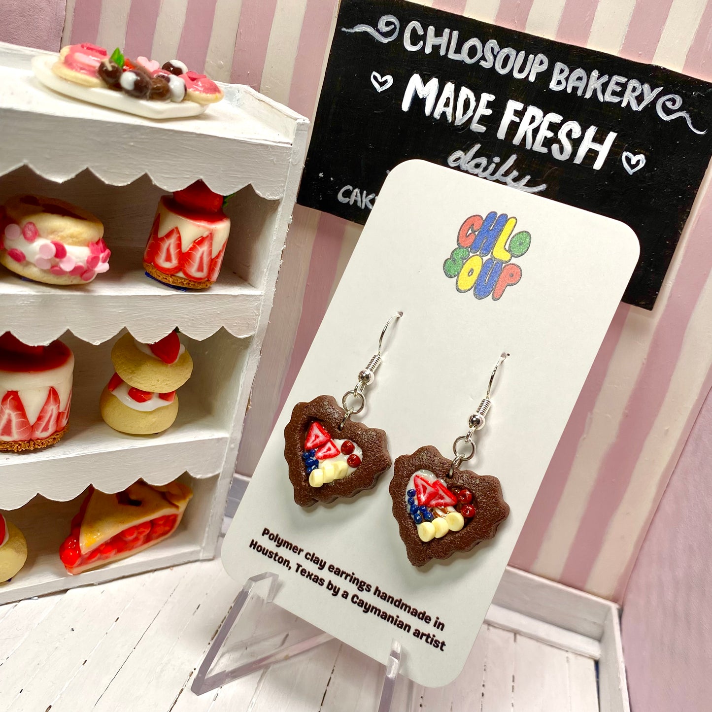 Mini Chocolate Heart Tart Earrings