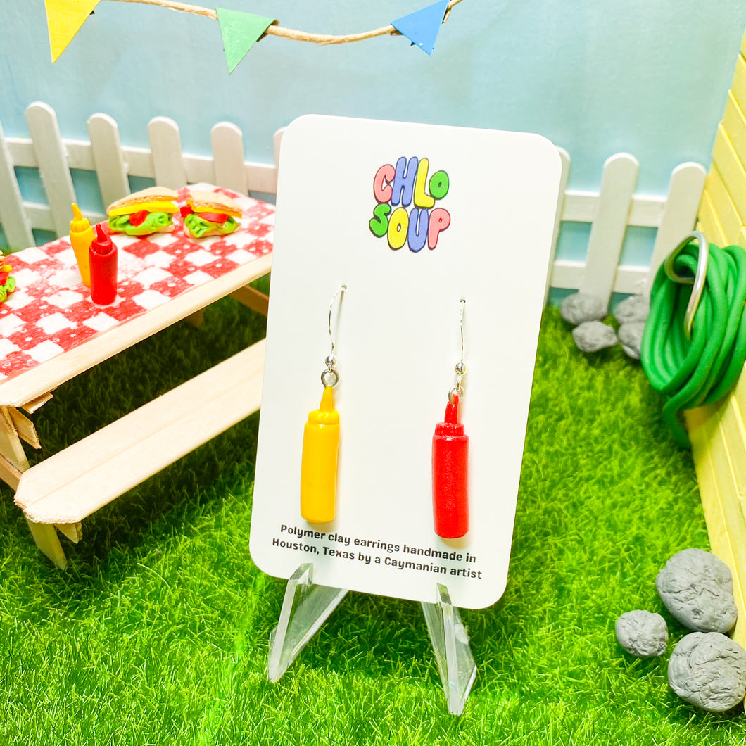 Mustard and Ketchup Bottle Earrings