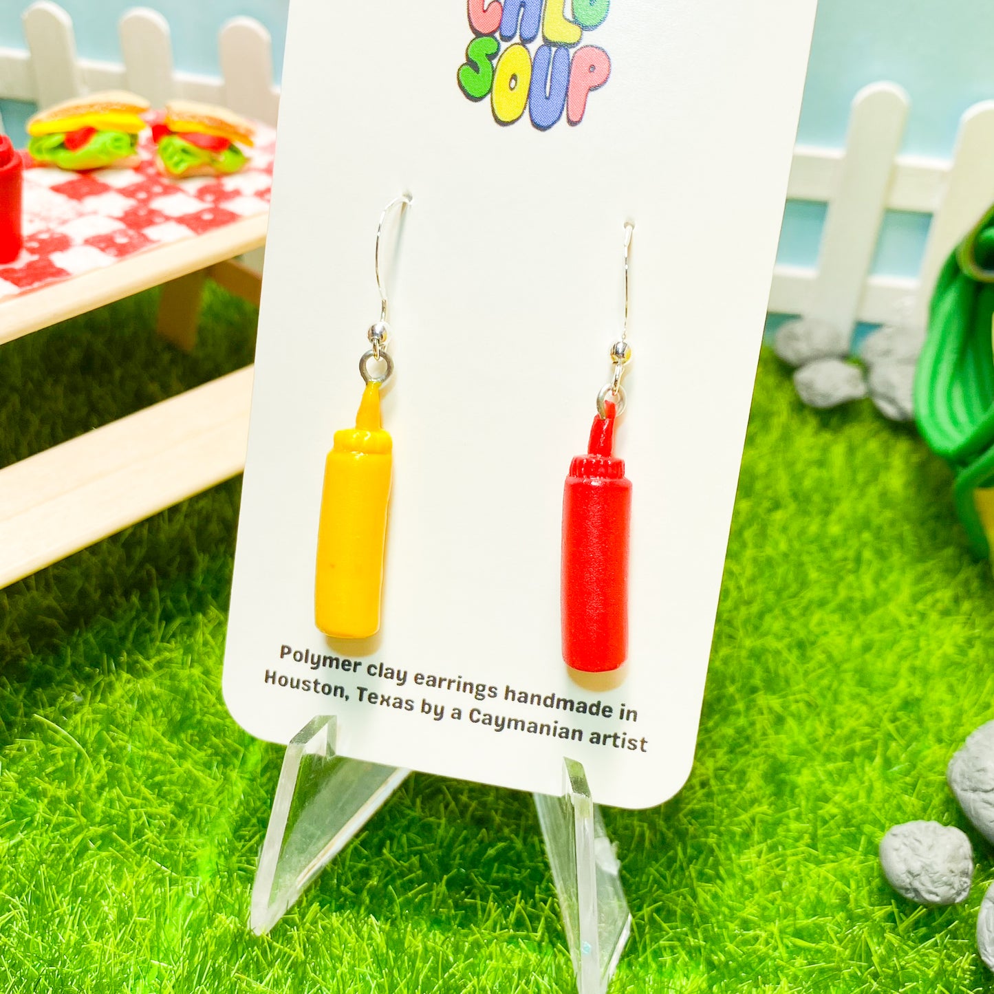 Mustard and Ketchup Bottle Earrings
