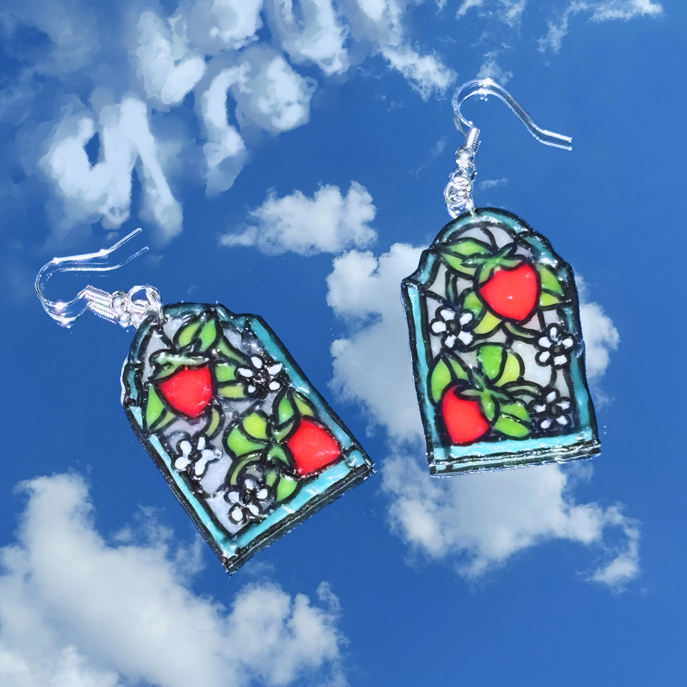 Stained 'Glass' Earrings - Strawberry