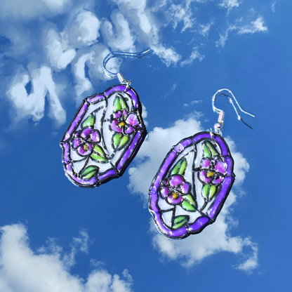 Stained 'Glass' Earrings - Violas