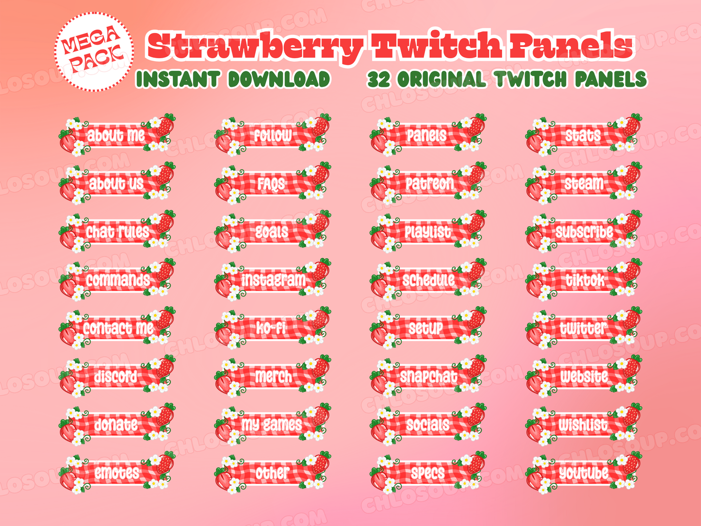 Strawberry Twitch Panels