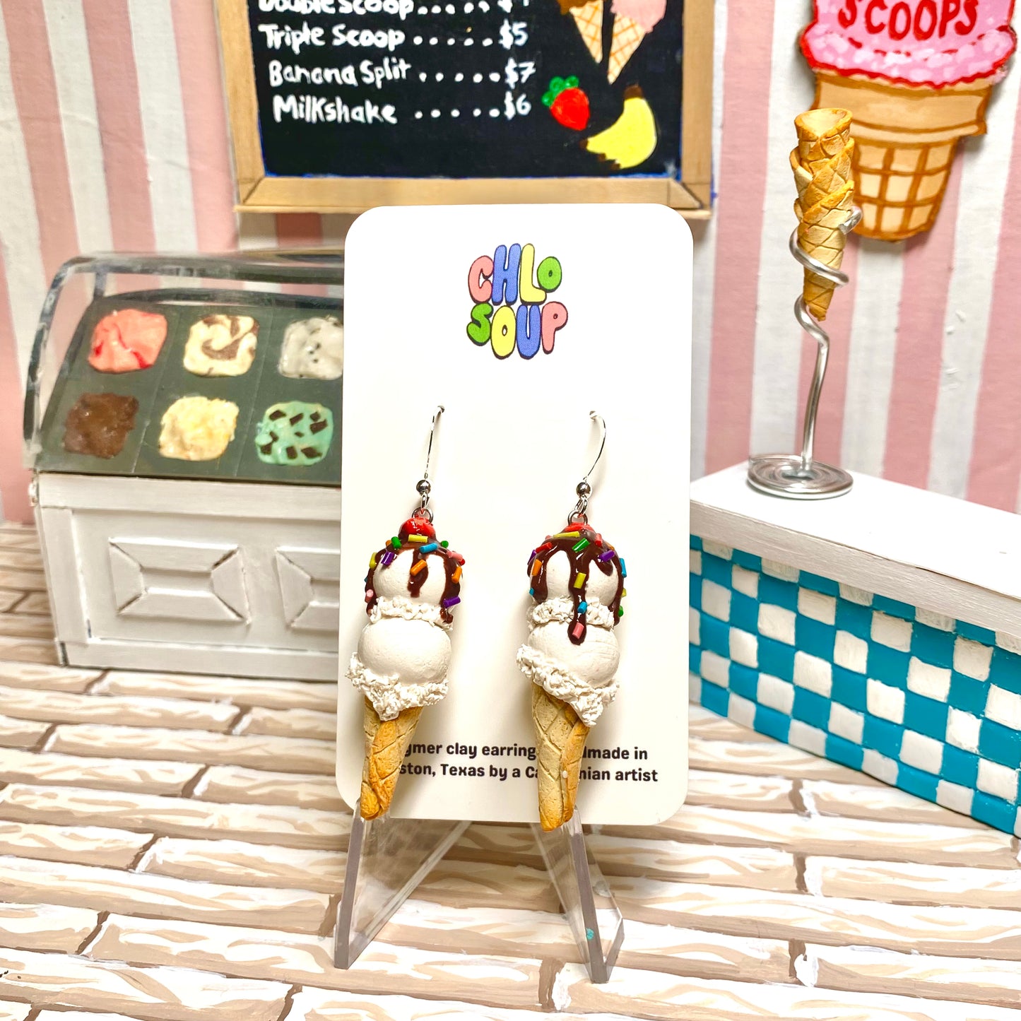 Double Scoop Traditional Sprinkle Ice Cream Earrings