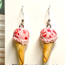 Load image into Gallery viewer, Single Scoop Strawberry Ice Cream Earrings