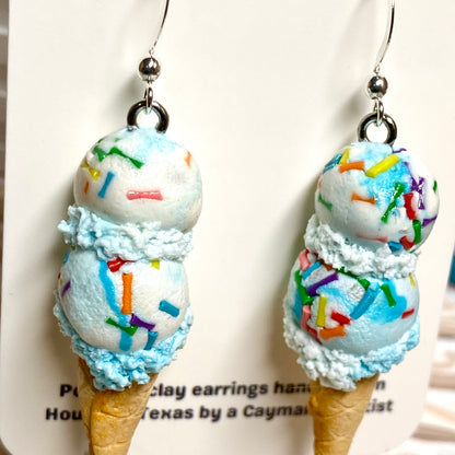 Double Scoop Birthday Cake Ice Cream Earrings