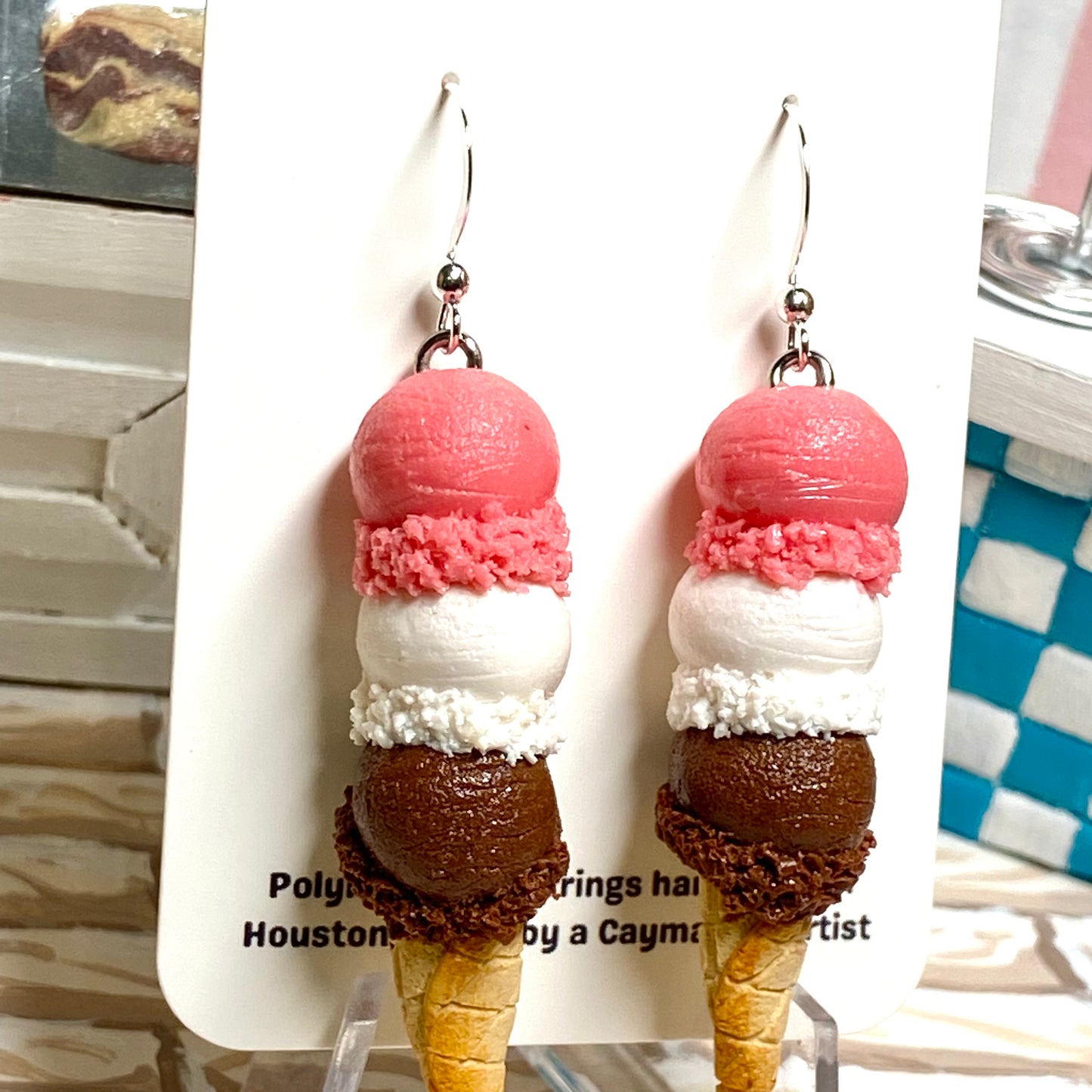 Neapolitan Ice Cream Earrings