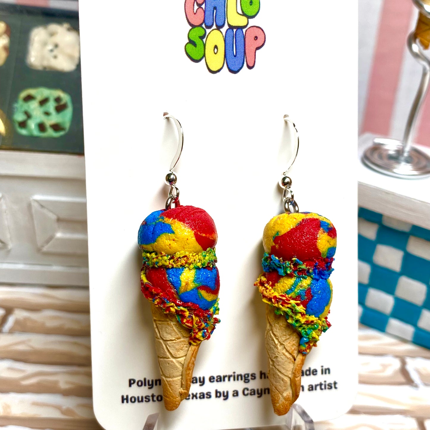 Double Scoop Superman Ice Cream Earrings