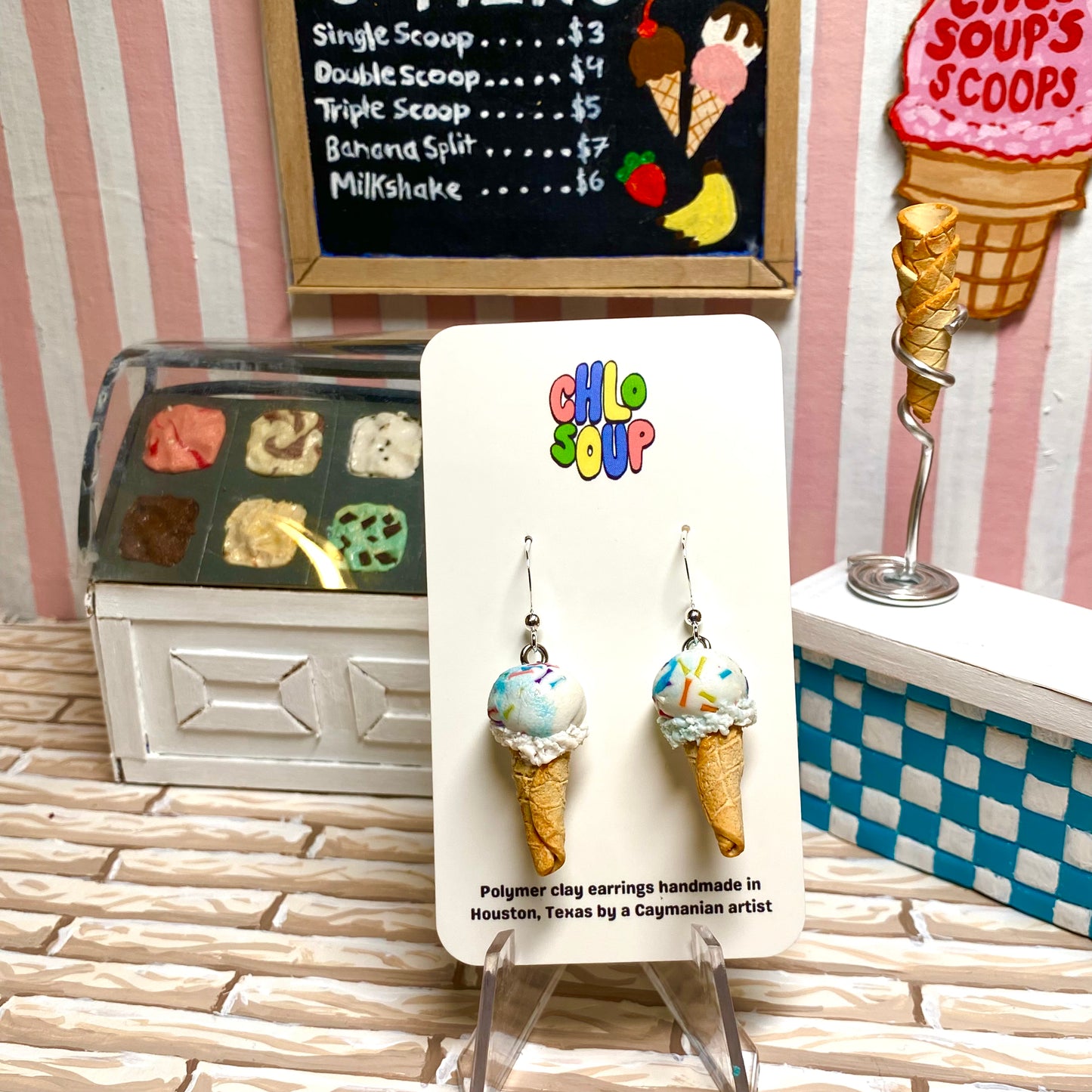 Single Scoop Birthday Cake Ice Cream Earrings