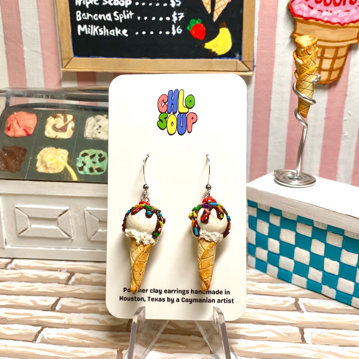 Single Scoop Traditional Sprinkle Ice Cream Earrings