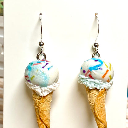 Single Scoop Birthday Cake Ice Cream Earrings