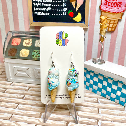 Double Scoop Birthday Cake Ice Cream Earrings