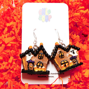 Halloween Gingerbread House Earrings