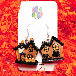Halloween Gingerbread House Earrings