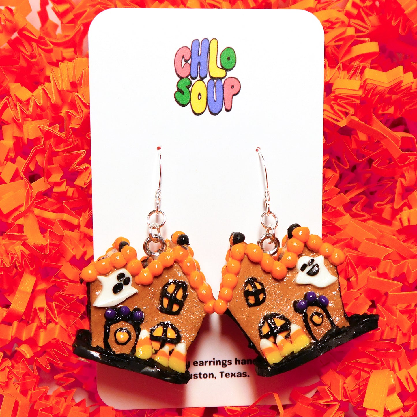 Halloween Gingerbread House Earrings