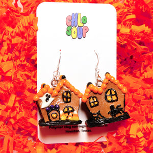 Halloween Gingerbread House Earrings