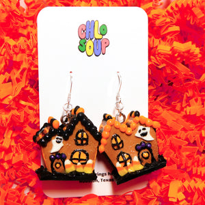 Halloween Gingerbread House Earrings