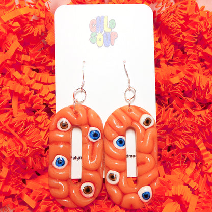 Eyeballs and Brain Slab Earrings
