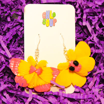 Rosy Maple Moth Earrings