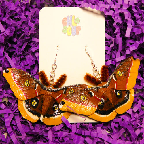 Polyphemus Moth Earrings