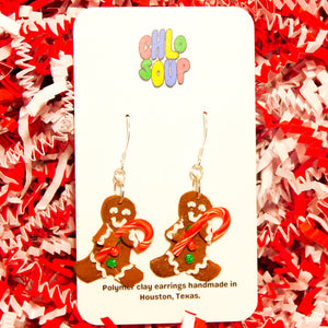 Gingerbread and Candy Cane Cookie Earrings