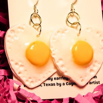 Heart-Shaped Fried Egg Earrings