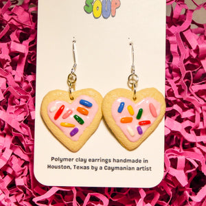 Heart Shaped Frosted Sugar Cookie Earrings