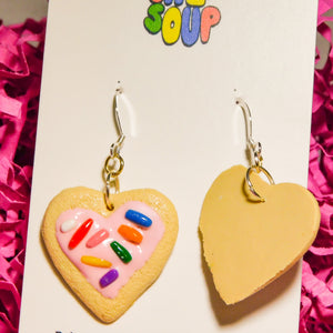 Heart Shaped Frosted Sugar Cookie Earrings