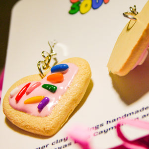 Heart Shaped Frosted Sugar Cookie Earrings