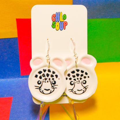 Snow Leopard Zoo Pal Inspired Earrings