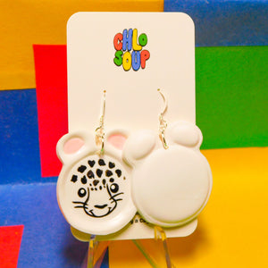 Snow Leopard Zoo Pal Inspired Earrings