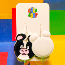 Load image into Gallery viewer, Cow Zoo Pal Inspired Earrings
