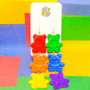 Rainbow Counting Bear Earrings
