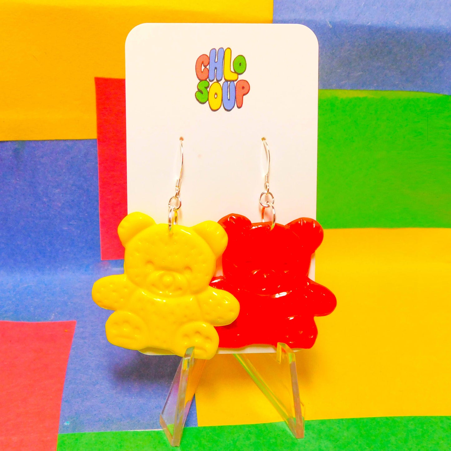 Large Random Mismatch Counting Bear Earrings