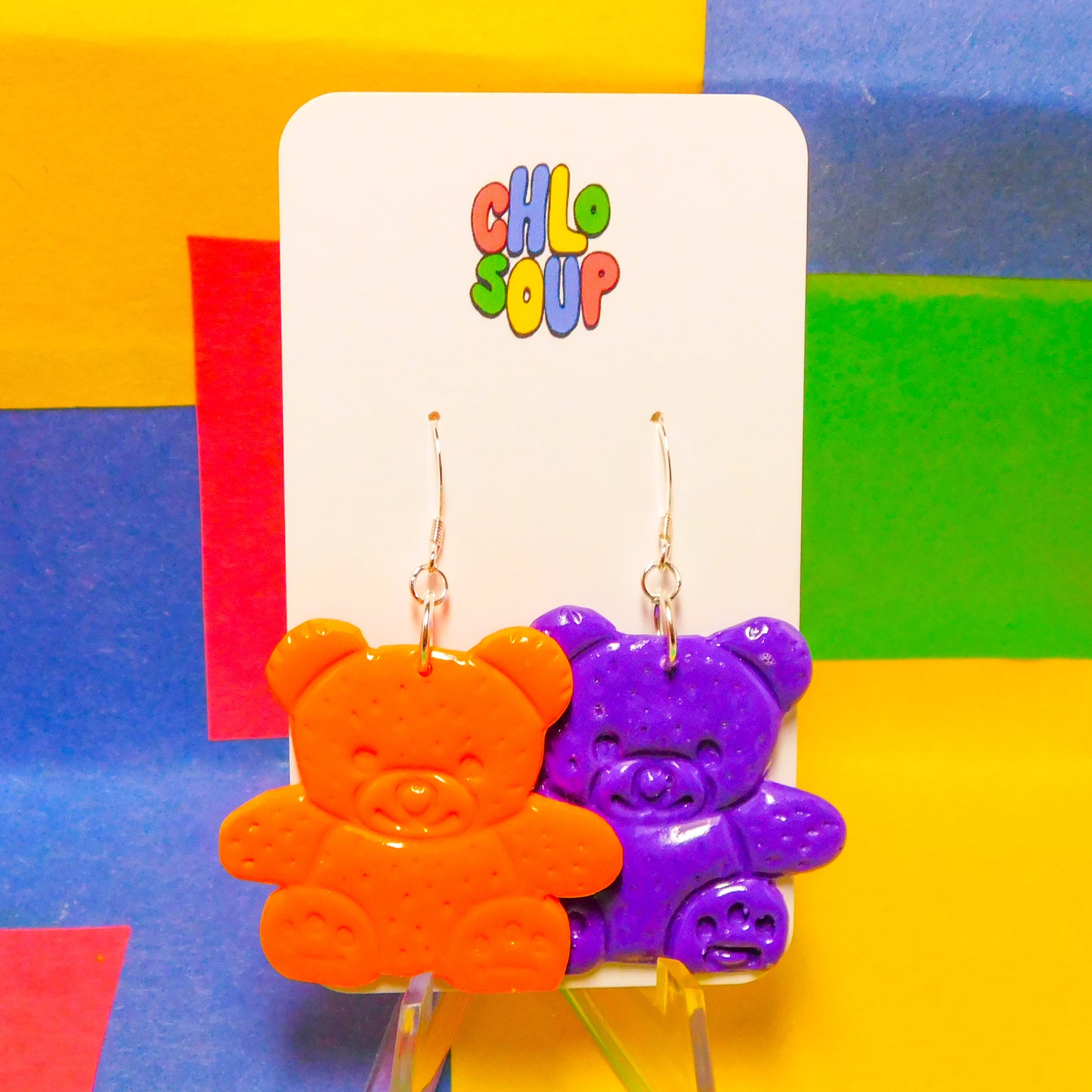 Large Random Mismatch Counting Bear Earrings